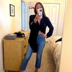 EXPRESS oversized black silky button down shirt Medium